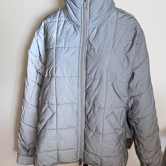 Free People M Pippa Packable Quilted Puffer Silver Jacket great pre owned cond - Picture 3 of 14